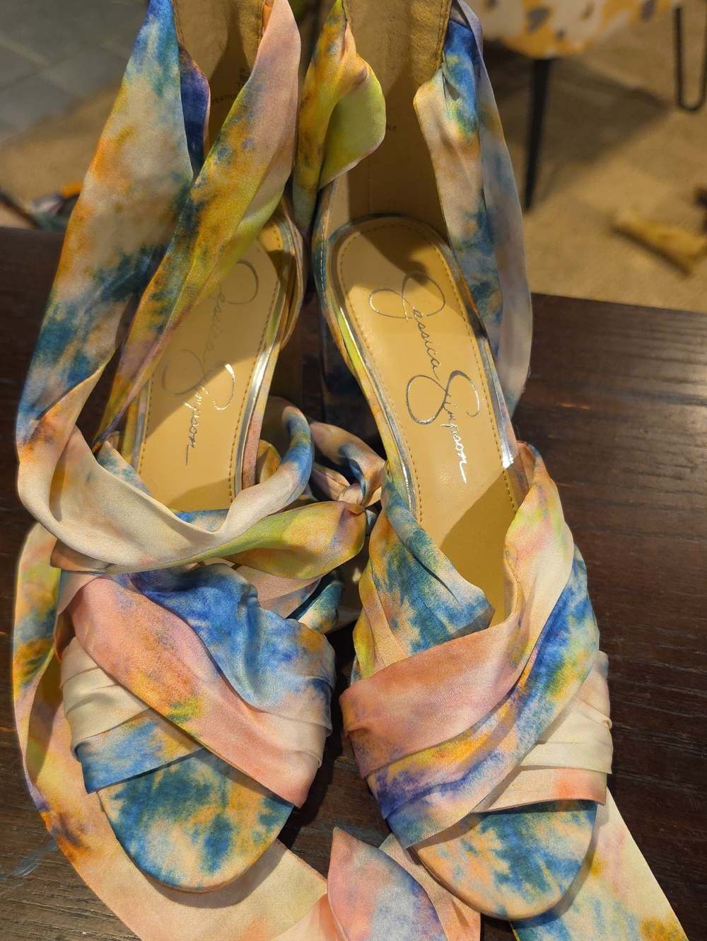 Jessica Simpson Pastel Tie-Dye Wrap Heels
